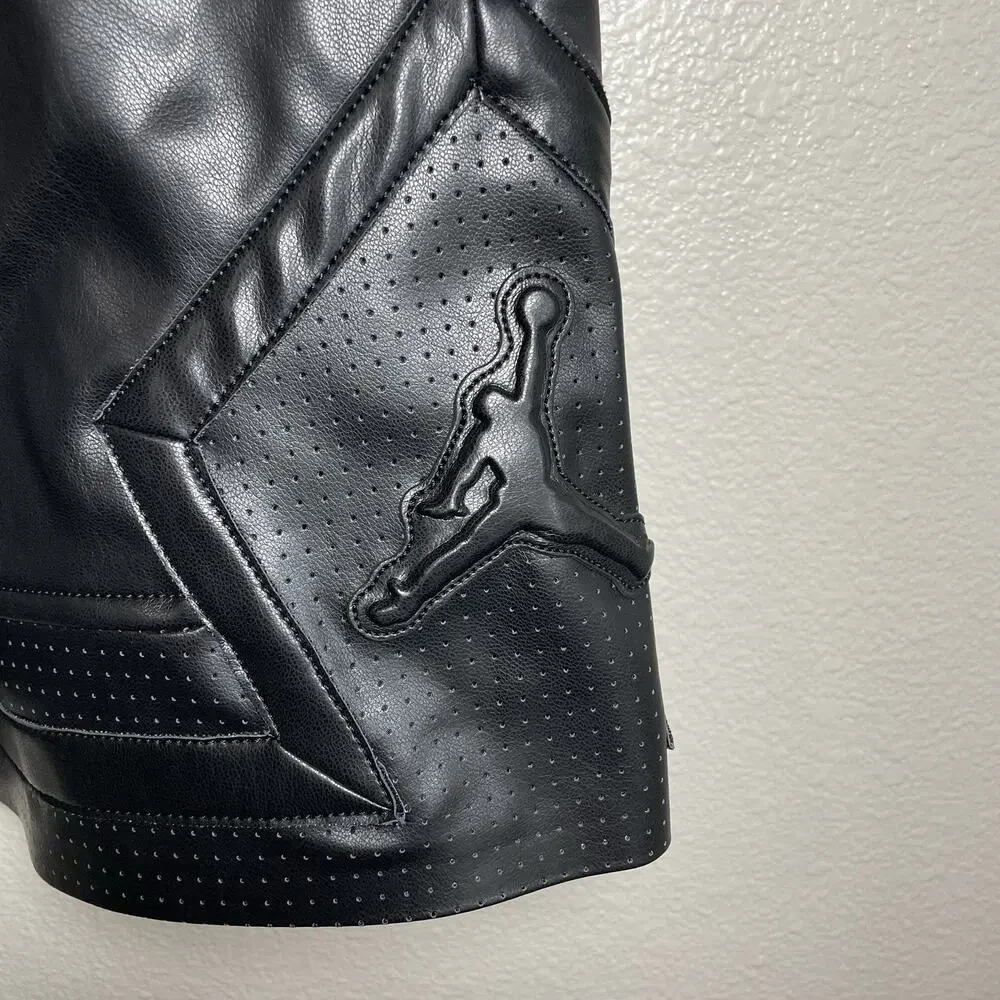 Nike Air Jordan Faux Leather Loose Fit Shorts Black HV0077-010 Size 3XL RARE - Picture 2 of 9